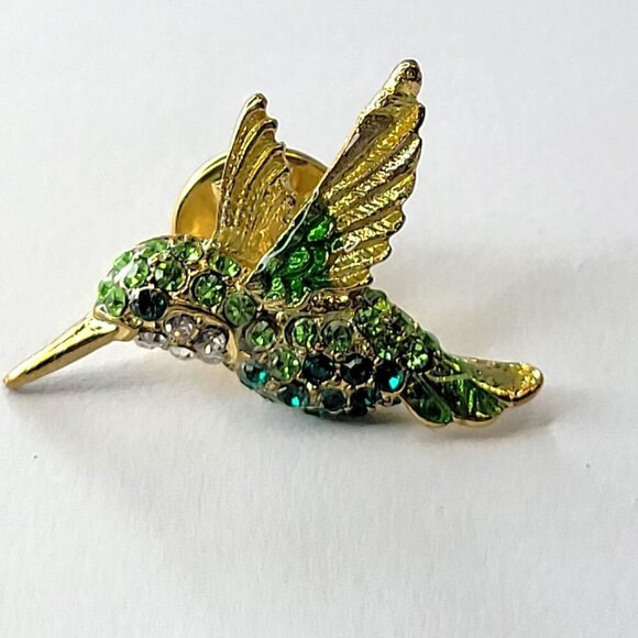Hummingbird Brooch Pin Green Rhinestone Hummingbird Pin Glitter Small Brooch Pin - Picture 4 of 8